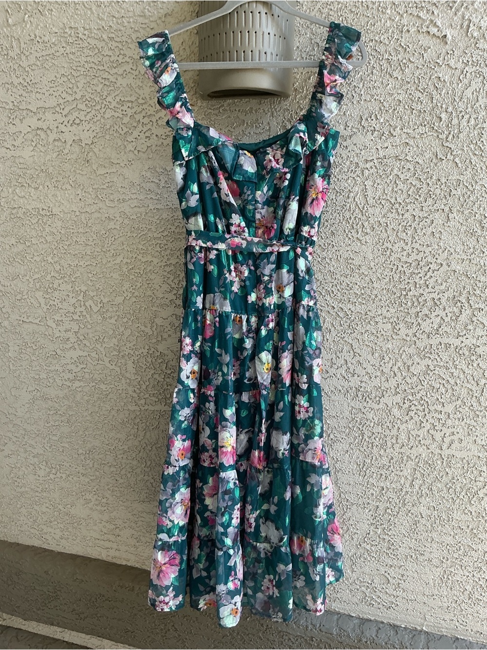 NWT Lulu’s Shela Teal Floral Jacquard Tiered Midi Dress XXL Romantic Gardengirl - Picture 5 of 13